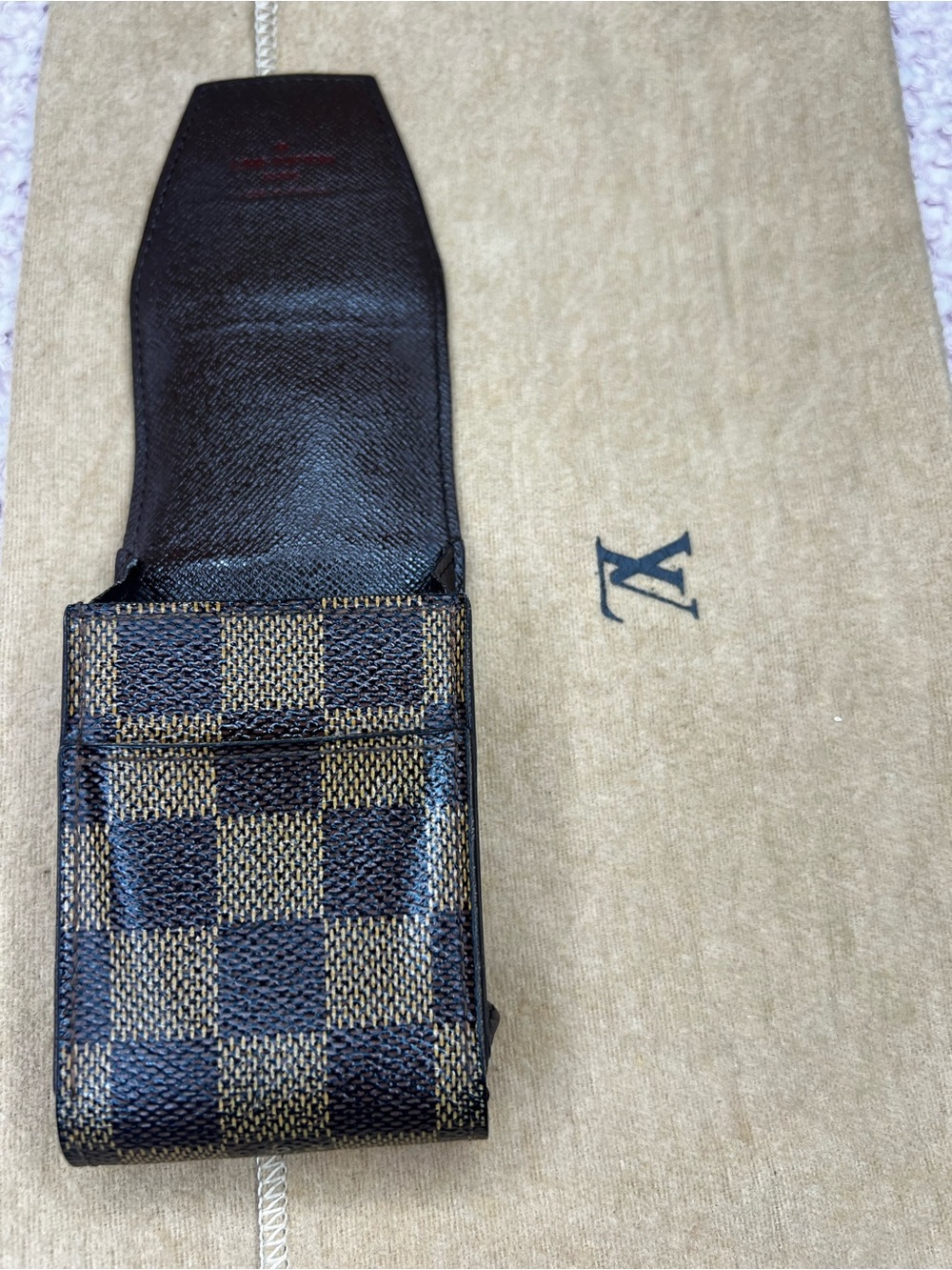 Louis Vuitton Canvas Damier Ebene Cigarette Case with Dustbag